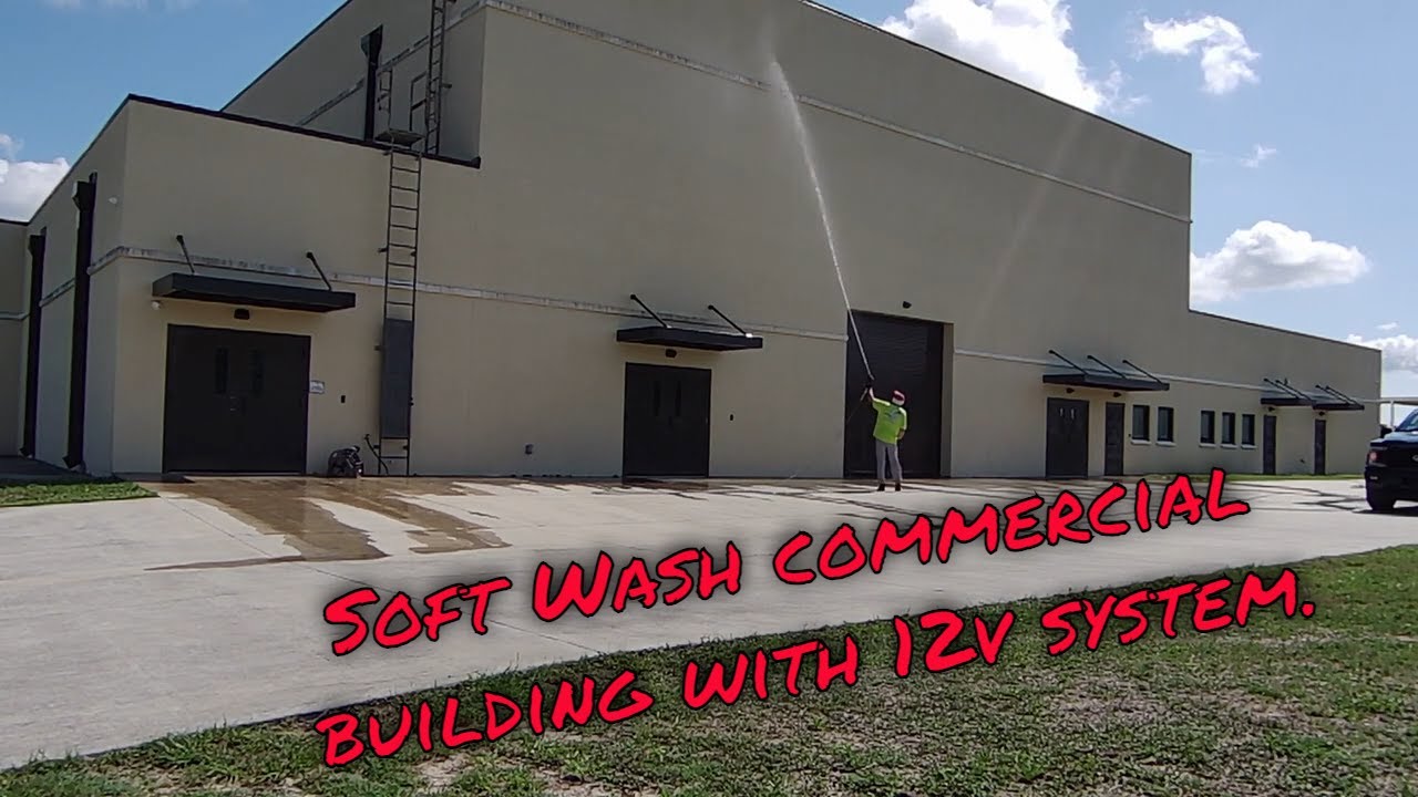 Soft Wash a stucco building | Before and After | Dirty to Clean