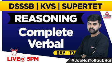 Verbal Reasoning #19 | Reasoning Classes | DSSSB/KVS/SUPER TET 2022 | By Sahil Tiwari