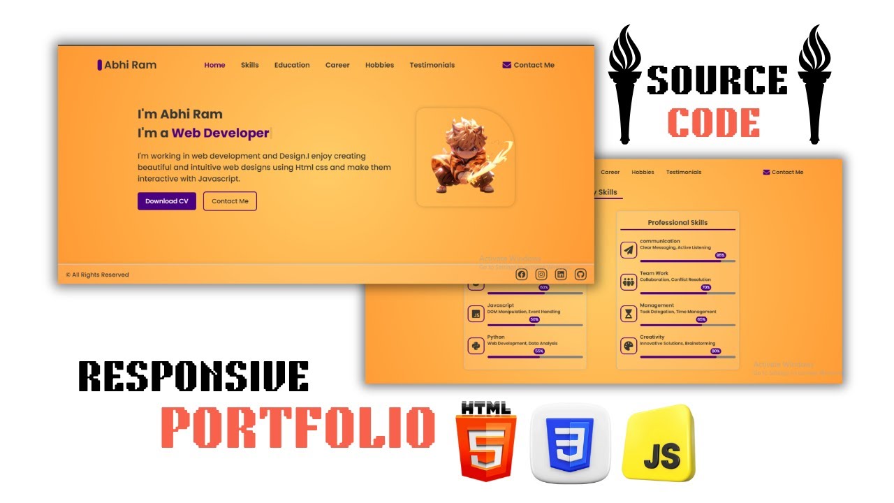 How to Create a Responsive Modern Portfolio Website Html CSS Js Full ...
