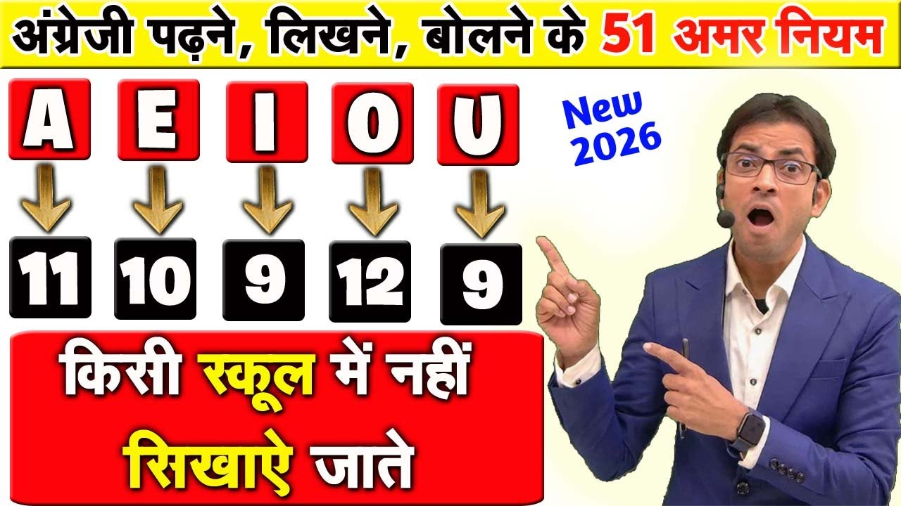 अंग्रेजी पढ़ने, लिखने, बोलने के 51 नियम | A, E, I, O, U के शानदार 51 नियम सीखें | English Reading