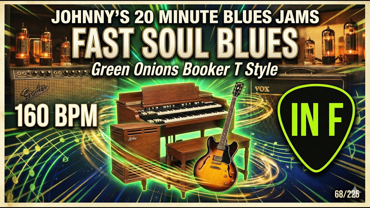 Fast Soul Blues - 'Green Onions' Booker T Style Jam in F [160 BPM] 68/225