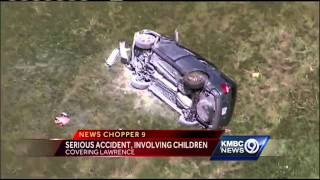 Rollover wreck outside Lawrence sends 5 to hospitals