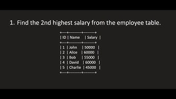 SQL Query to Find the 2nd Highest Salary from Employee Table | MySQL, Oracle, SQL Server