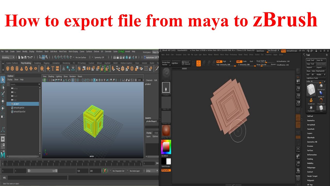Maya 2020 tutorial Quick tips - Export a file from Maya to ZBrush for ...