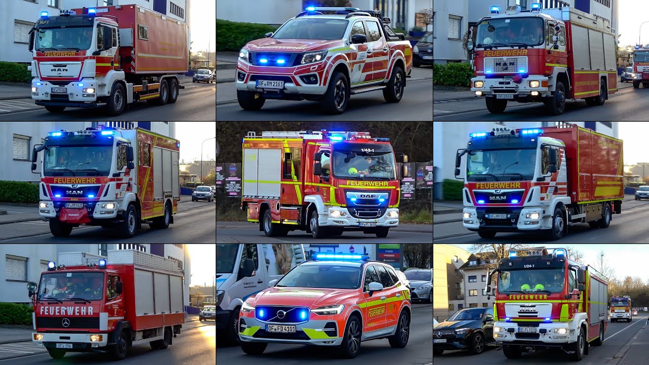 [BRAND GEFAHRGUT] - FEUERWEHR auf EINSATZFAHRT zur Großübung in LANGEN: 10 Minuten Alarmfahrten!