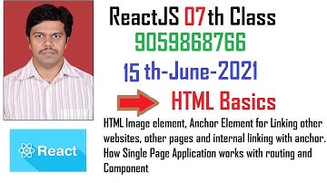 ReactJS 07th class HTML Basics part 02 by praveen gubbala Sir on 15th june 2021 at 800 AM IST