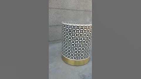 Bone inlay bedside table COIN Pattern