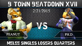 B-Town Beatdown XVII Melee Singles Losers Quarters -Peanut (Fox) vs. PhD (Fox, Sheik)