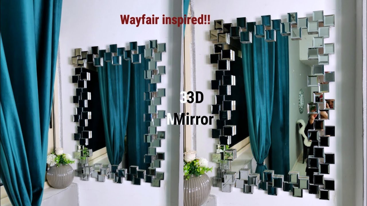 DIY 3D ACCENT WALL MIRROR WALL MOUNTED MIRROR YouTube