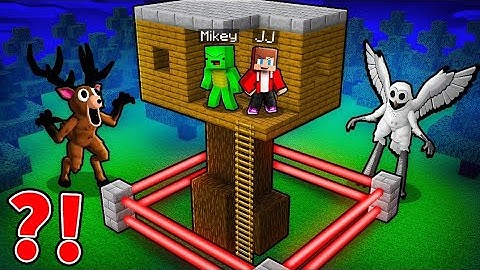 JJ and Mikey Build SECRET TREE BASE in Minecraft - Maizen (99 Nights In The Forest)