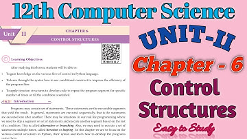 12th Computer Science Chapter-6 Control Structures | Sequential , Alternative , Iteration Statements
