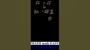Implicit Differentiation sqrt(x)=sqrt(y), dy/dx=...