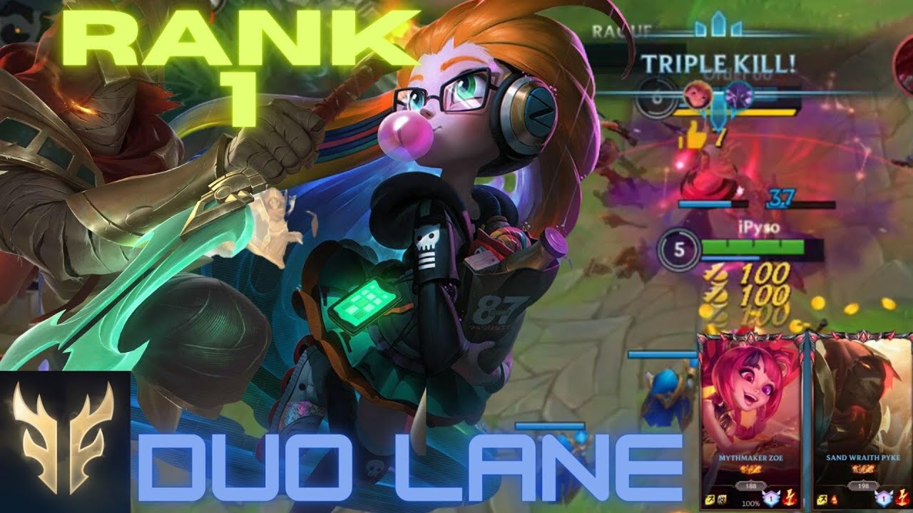 [WILD RIFT] RANK 1 ZOE/PYKE DUO LANE - 9S GAMEPLAY+BUILD - YouTube