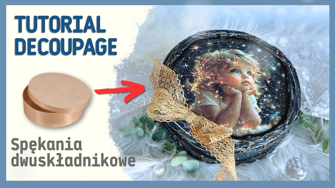 Magiczne pudełko decoupage 3D 🌙 Efekt wypukłości z gazy i złocenia TUTORIAL No. 1052