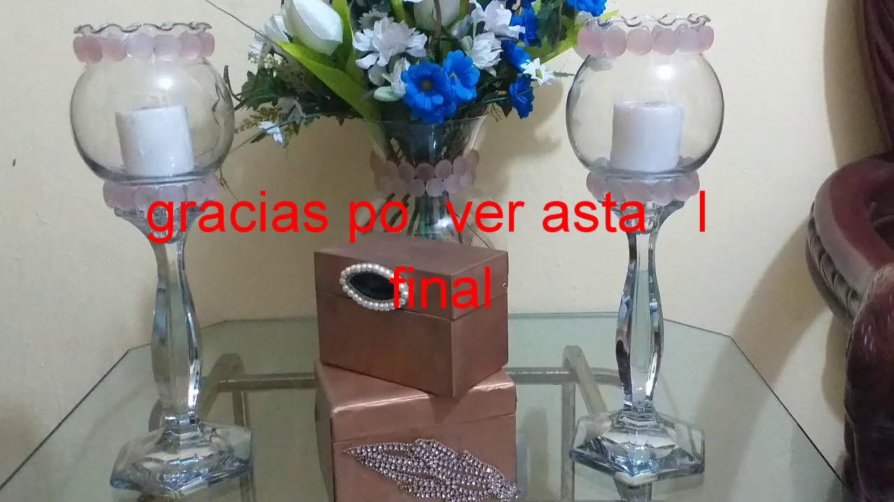 Como aser lujosos candelabros de cristal/Glass candele holder YouTube