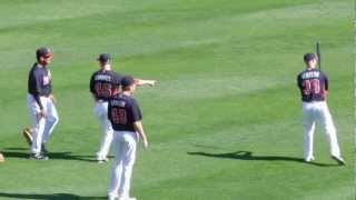 Braves Eddie Perez, Jonny Venters, and Craig Kimbrel play BP games