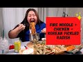 FIRE NOODLES + WING STOP BONELESS CHICKEN + MOM’S KOREAN PICKLED RADISH MUKBANG | Michelle Choi