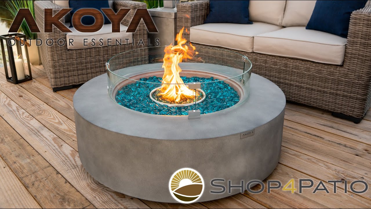 42" Round Outdoor Propane Gas Fire Pit Table in Gray