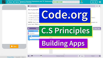 Boolean Expressions and "If" Statements Lesson 8.8 Tutorial with Answers Code.org CS Principles