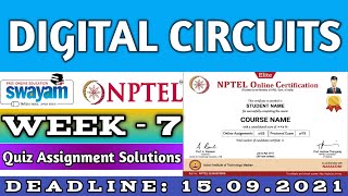 NPTEL WEEK 7 ASSIGNMENT 7 Digital Circuits Solution Electrical and Electronics Engg.