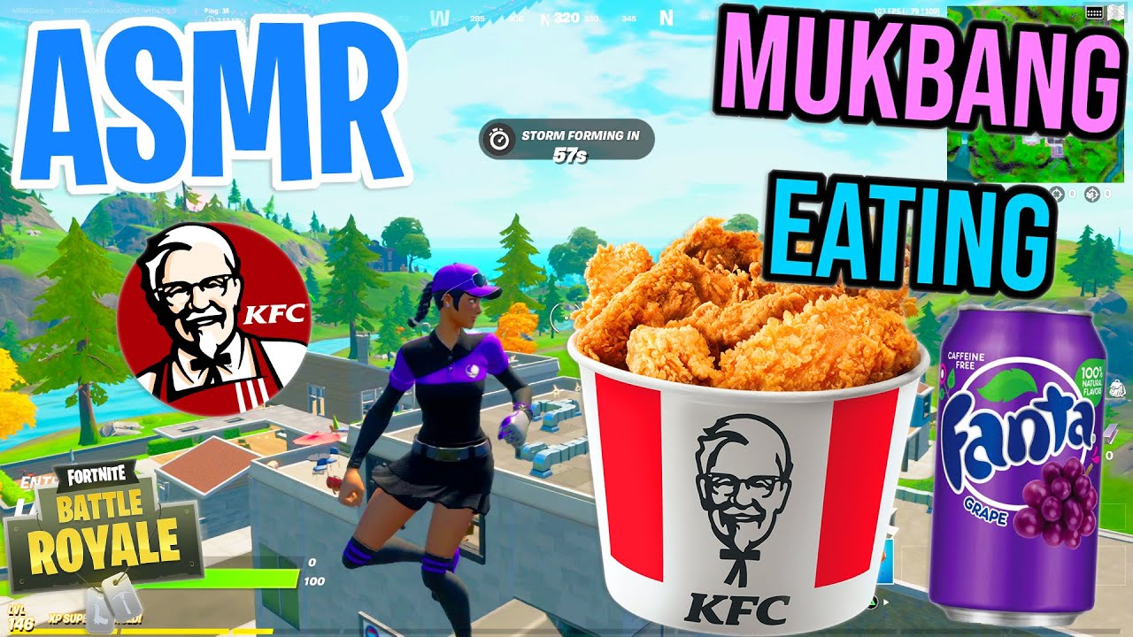 ASMR Gaming 😋🍗 Fortnite KFC Grape Fanta Mukbang Relaxing Eating and Spectating 🎮🎧 Mouth Sounds 💤
