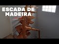 Escada de Madeira #03 ESCADA DE MADEIRA MAIS GUARDA CORPO COM CABO DE AÇO