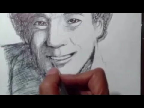 فى دقيقتين رسم الفنان محمد منير بالقلم الجاف