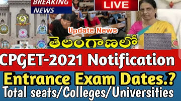 TS CPGET 2021 Notification//Exam dates//Eligibility/syllabus/Pg courses/Exam pattern/Previouspapers/