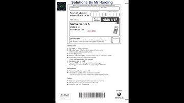 Edexcel - iGCSE - Mathematics A - June 2021 - Paper 1F - Solutions By Mr Harding