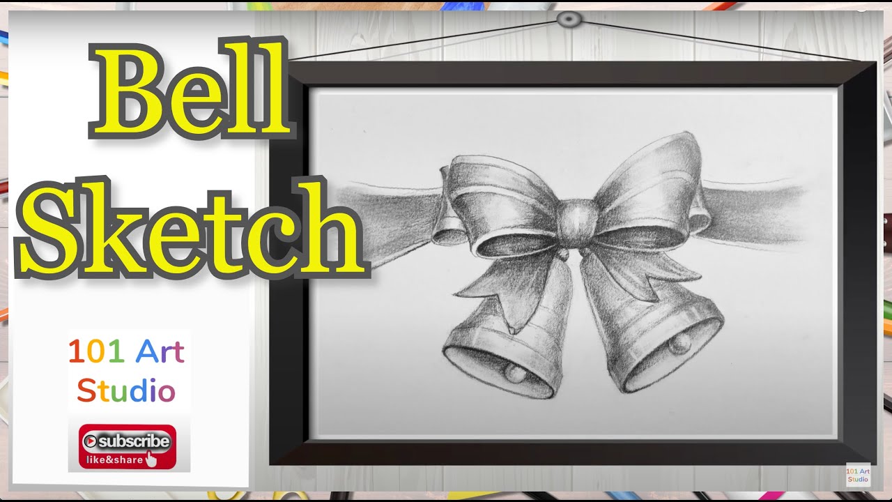 How to draw an easy bell drawing | Realistic Pencil sketching for ...