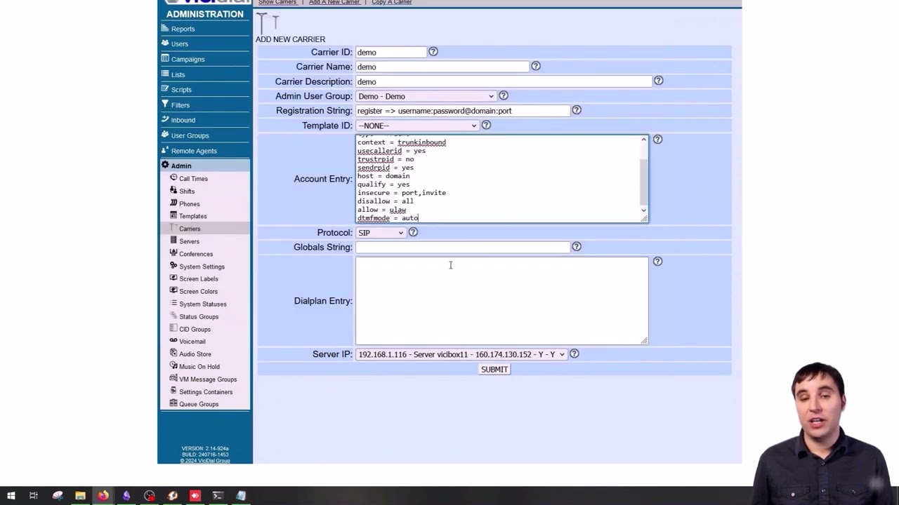 EP 2 Adding and Configuring a Trunk/Carrier in Vicidial