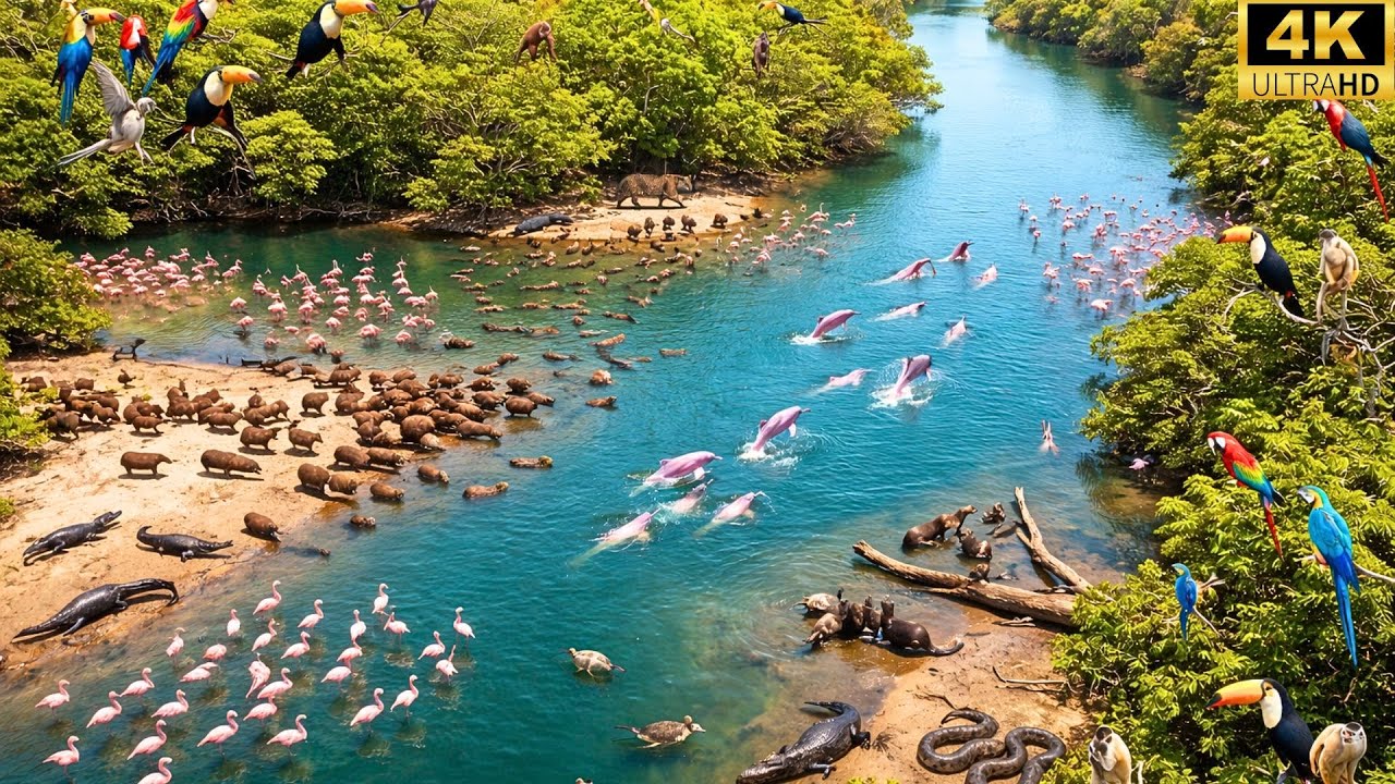 Relaxing Walk in the Amazon Rainforest | Beautiful Wildlife Moments (4K ASMR, No Music)