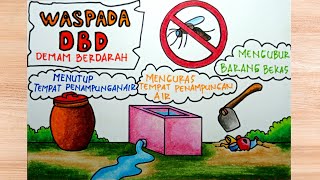 Cara menggambar poster waspada demam berdarah || cara menggambar poster || poster dbd