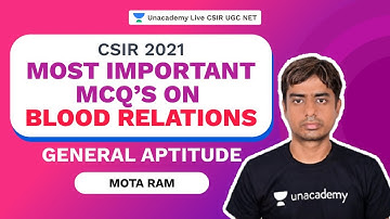 Most important MCQs on Blood Relations| CSIR 2021| General Aptitude | Mota Ram| Unacademy Live