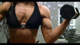 Strong Muscle Girl Biceps workout in gym Strong Muscle Girl Biceps workout in gym