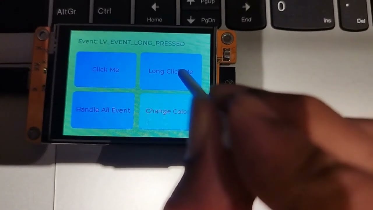 LVGL ESP32 2432S028R CYD learn about button events (Beginner
