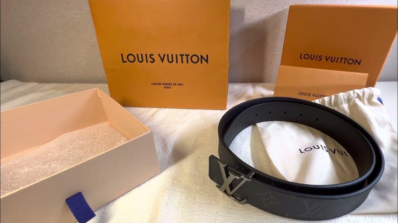 Unboxing Louis Vuitton Monogram style canvas belt with Gold Buckle