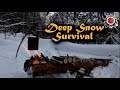 Deep Snow Camp And Cooking Fire