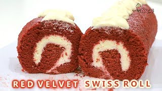 红绒丝蛋糕卷食谱 #无色素 How to Make Red Velvet Swiss Roll Cake recipe #nofoodcoloring