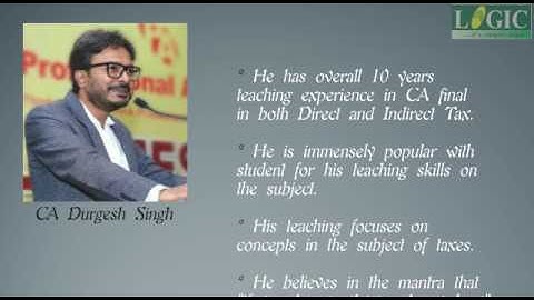 CA Final IDT Classes by Durgesh Singh at Logic