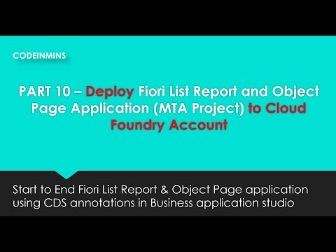 PART 11 - Deploy Fiori Application (MTA Project) to Cloud Foundry