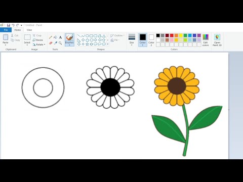 How to draw a Simple Flower in Your Computer using Ms Paint | Simple Flower Drawing