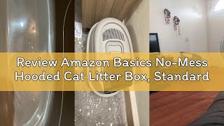 Review Amazon Basics No-Mess Hooded Cat Litter Box, Standard, Multicolor, 21 in x 16 in x 15 in