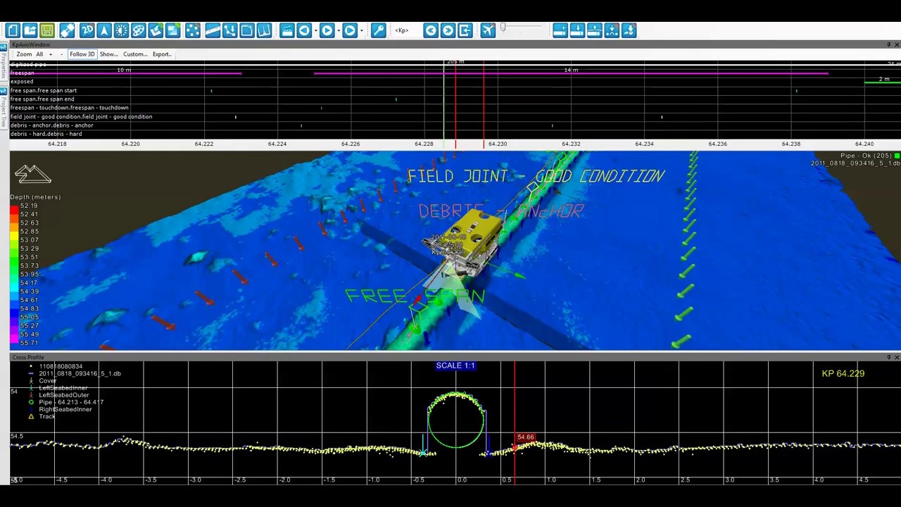 Cross profile of pipe or cable - NaviSuite Nardoa