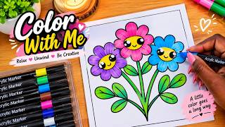 ASMR 🌻| Satisfying Huge Eyes Flower Coloring |Relaxing and Cozy | Learning to Color | Cozy Coloring