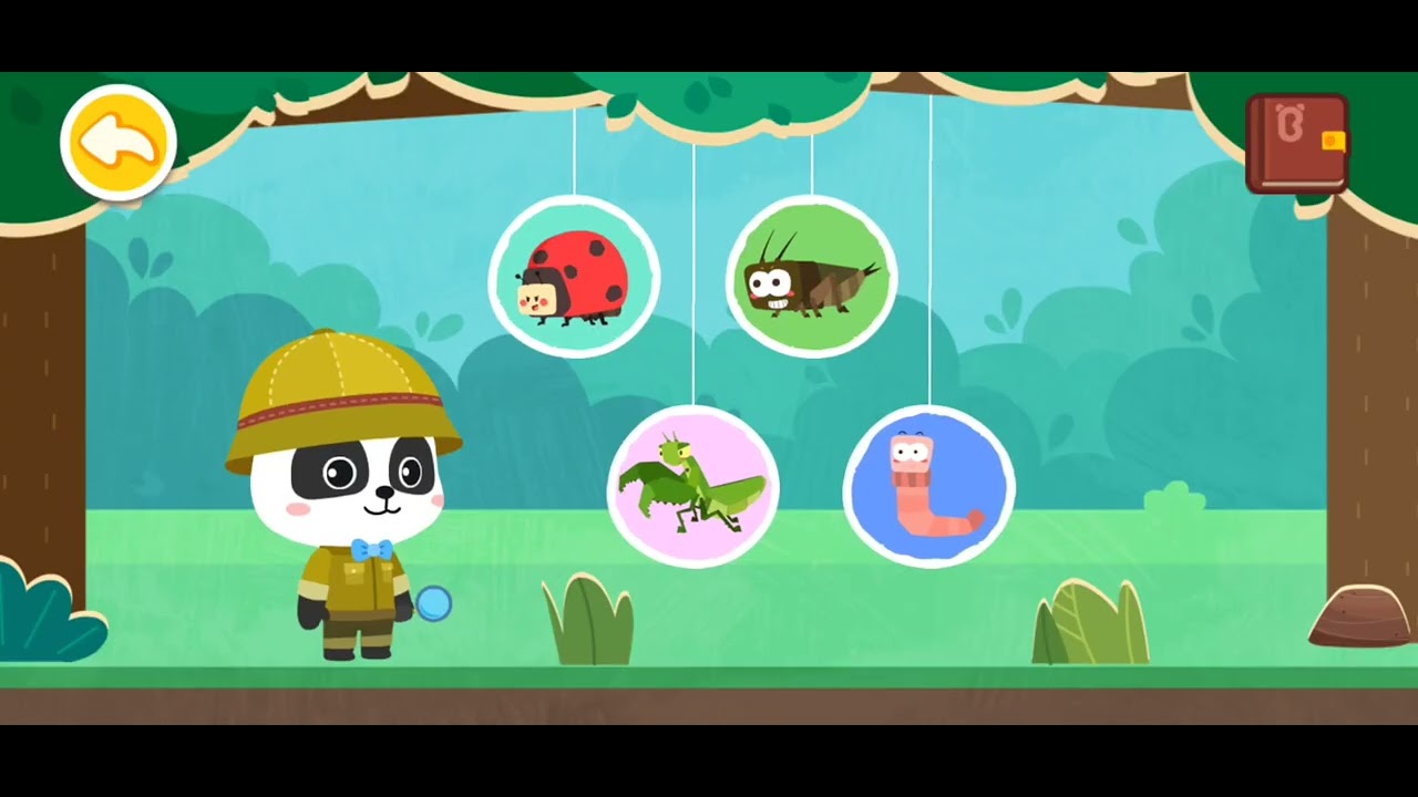 BABY PANDA'S KIKI LEARNS TO KNOW INSECT ANIMALS LADY BUG, MANTIS