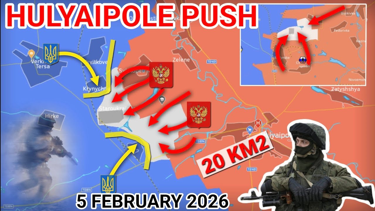 Russians Pushing West of Hulyaipole | Sukhetske Captured | Pressure on Kostyantynivka [5 Feb 2026]