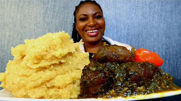 Asmr mukbang afang soup with garri fufu