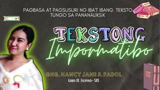 Tekstong Impormatibo Mga Uri At Elemento