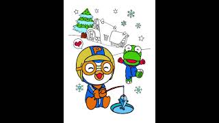 Coloring Pororo and Crong fishing Timelapse